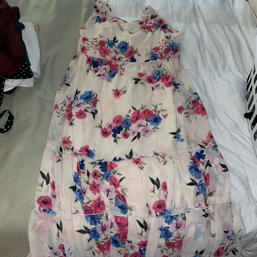 Cream floral dress with slip